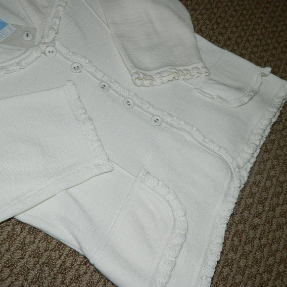 Cynthia Steffe Off White Cropped Ruffled Sweater Jacket, NWT Size 10 - Picture 7 of 12